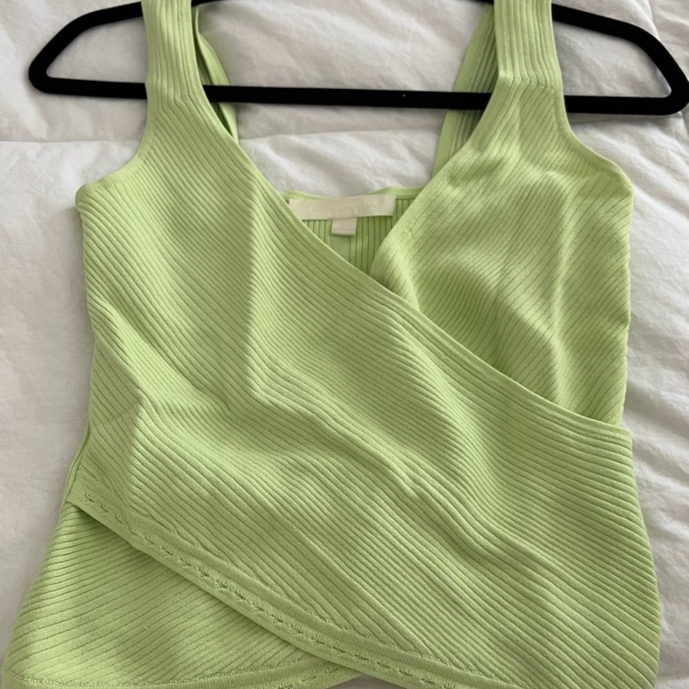 JONATHAN SIMKHAI Compact Rib Midi Skirt and Top in Green - size S